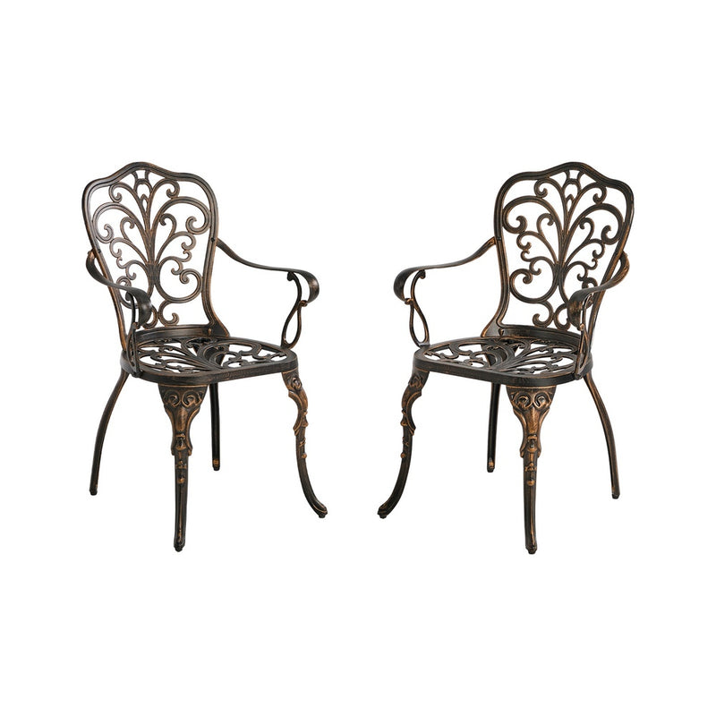 Livsip 2PCS Outdoor Garden Patio Chairs Cast Aluminium Butterfly