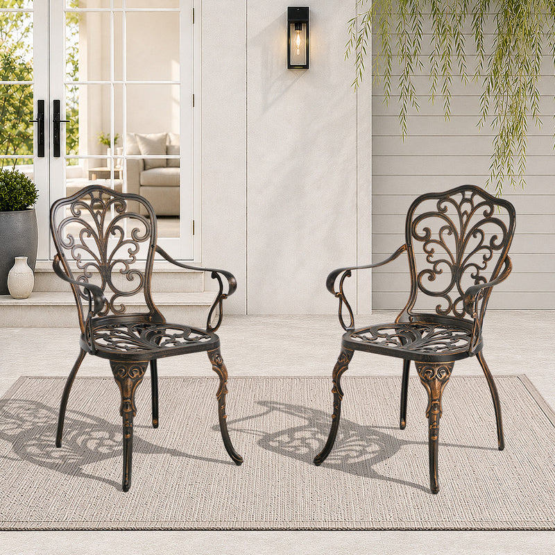 Livsip 2PCS Outdoor Garden Patio Chairs Cast Aluminium Butterfly