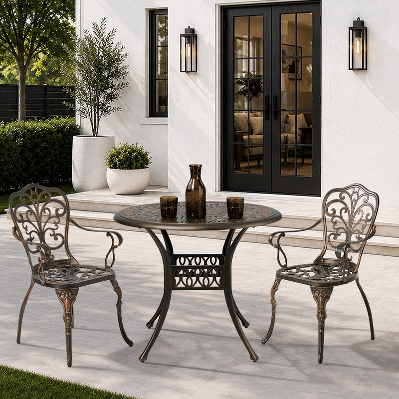 Livsip 3 Piece Outdoor Patio Set Bistro Cast Aluminium