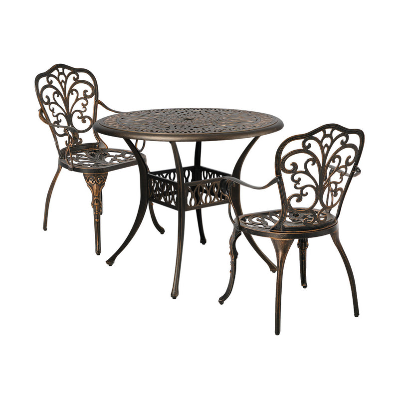 Livsip 3 Piece Outdoor Patio Set Bistro Cast Aluminium