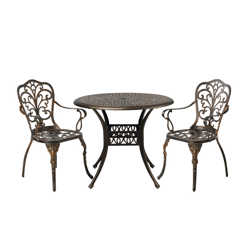 Livsip 3 Piece Outdoor Patio Set Bistro Cast Aluminium