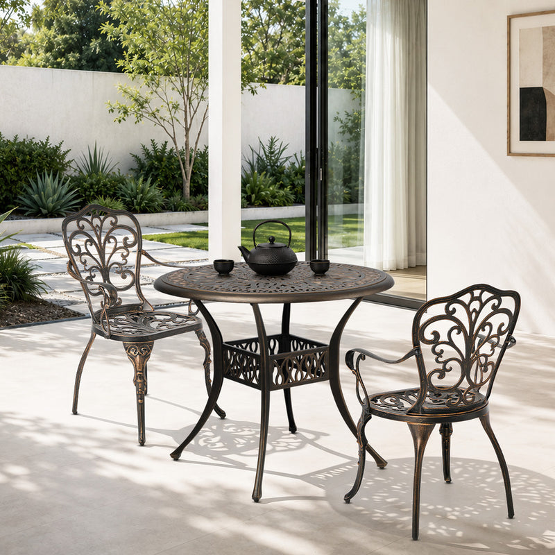Livsip 3 Piece Outdoor Patio Set Bistro Cast Aluminium
