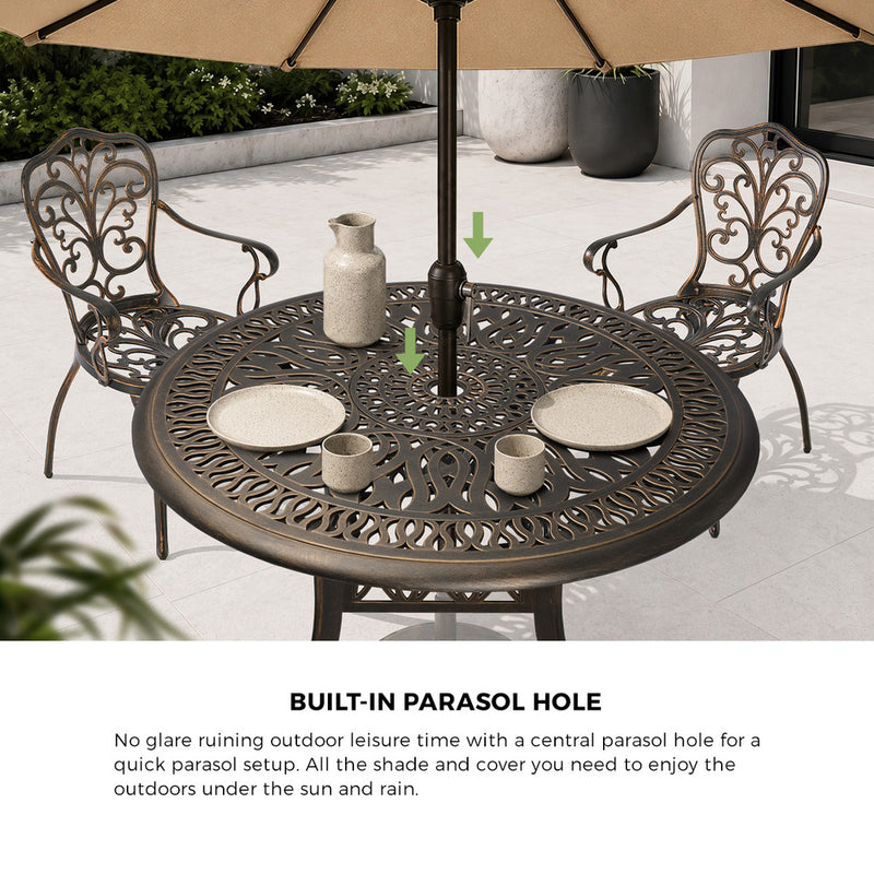 Livsip 3 Piece Outdoor Patio Set Bistro Cast Aluminium