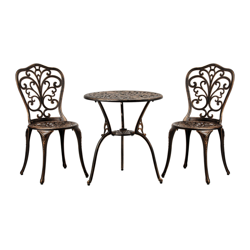 Livsip Outdoor Patio Set Chairs&Table 3PCS Bronze