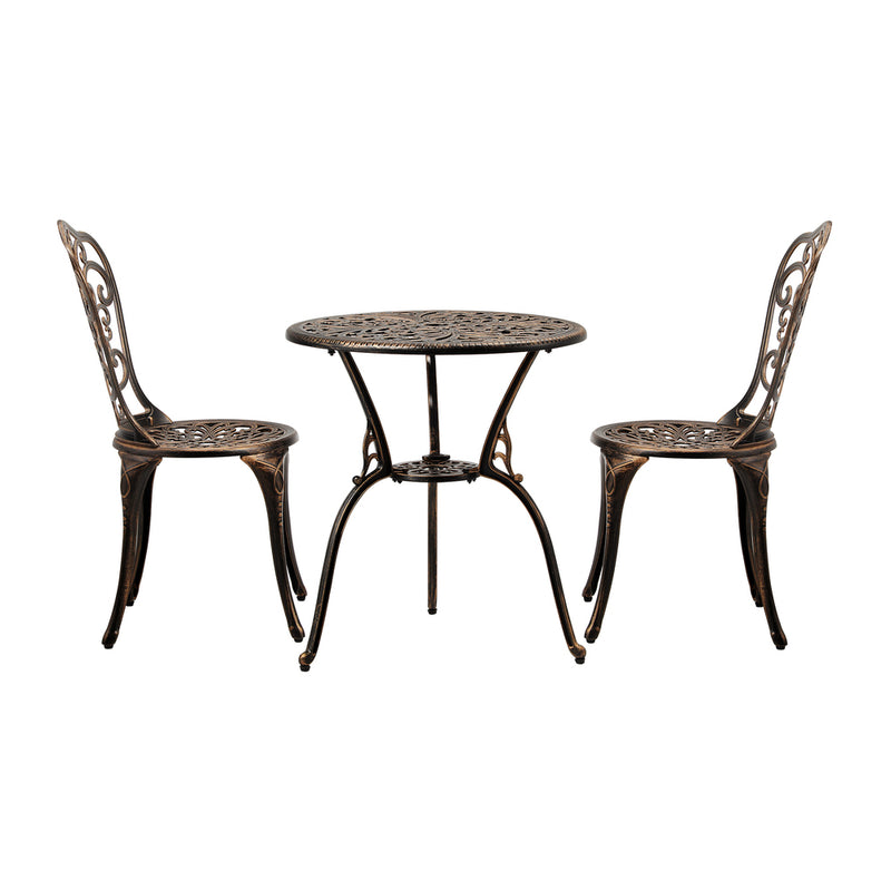 Livsip Outdoor Patio Set Chairs&Table 3PCS Bronze