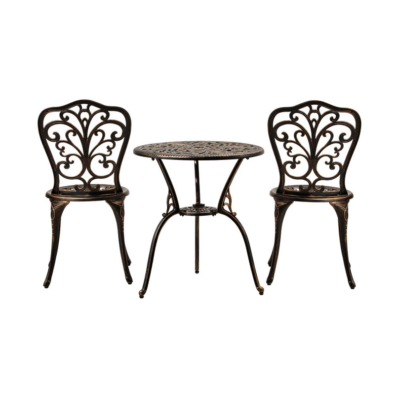 Livsip Outdoor Patio Set Chairs&Table 3PCS Bronze