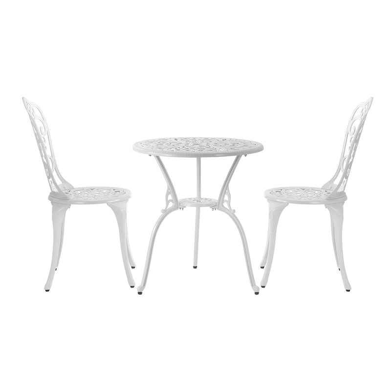 Livsip Bistro Outdoor Set Chairs Table 3PCS Cast Aluminium