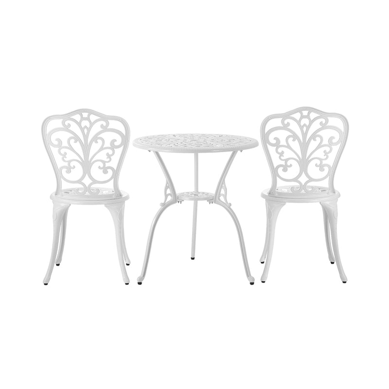 Livsip Bistro Outdoor Set Chairs Table 3PCS Cast Aluminium