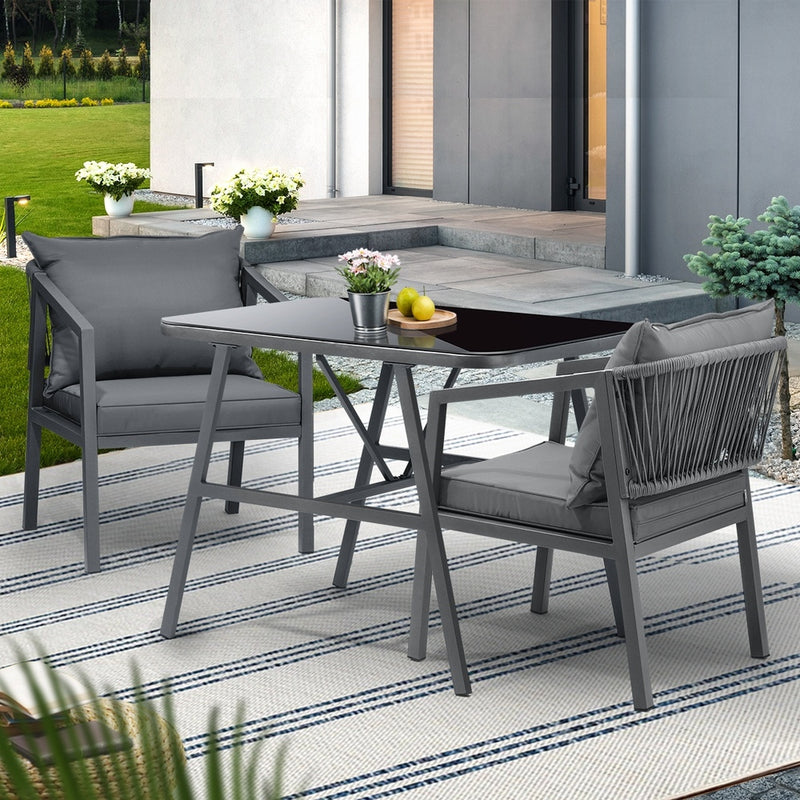 Livsip 3PCS Outdoor Dining Set Table Chairs Set