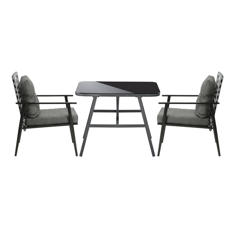 Livsip 2 Seater Outdoor Dining Set with Table Grey&Black