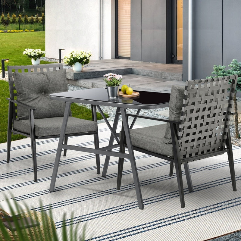 Livsip 2 Seater Outdoor Dining Set with Table Grey&Black