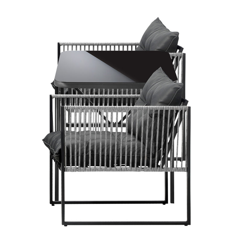 Livsip 3PCS Outdoor Dining Set Coffee Table Armchairs with Cushions