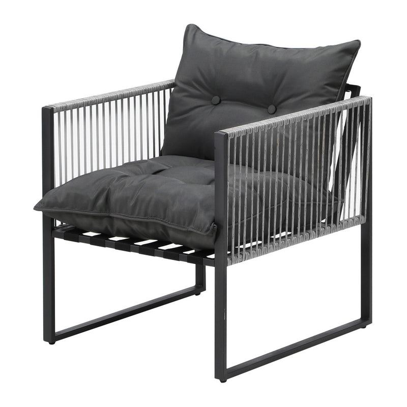 Livsip 3PCS Outdoor Dining Set Coffee Table Armchairs with Cushions