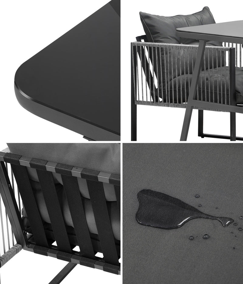 Livsip 3PCS Outdoor Dining Set Coffee Table Armchairs with Cushions