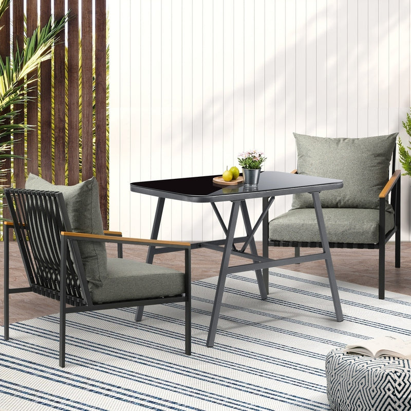 Livsip 3PCS Outdoor Dining Set Garden Table and Chairs