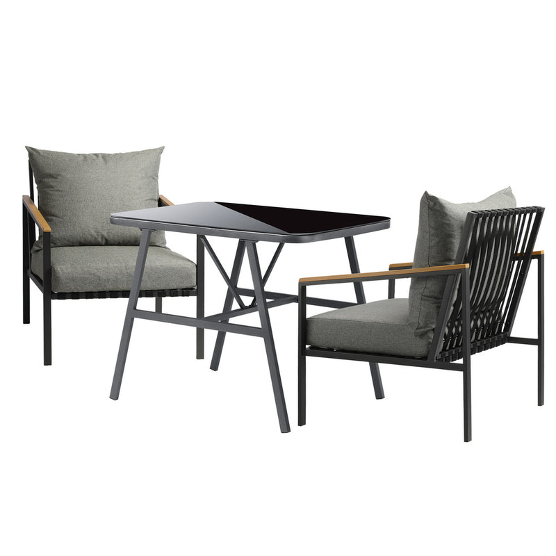 Livsip 3PCS Outdoor Dining Set Garden Table and Chairs