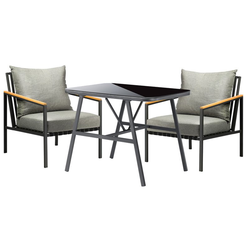 Livsip 3PCS Outdoor Dining Set Garden Table and Chairs