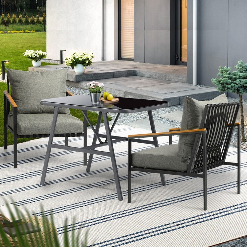 Livsip 3PCS Outdoor Dining Set Garden Table and Chairs