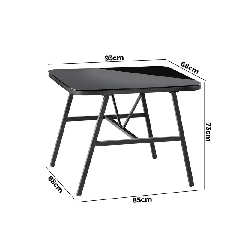 Livsip Outdoor Dining Side Table Glass Tabletop Grey