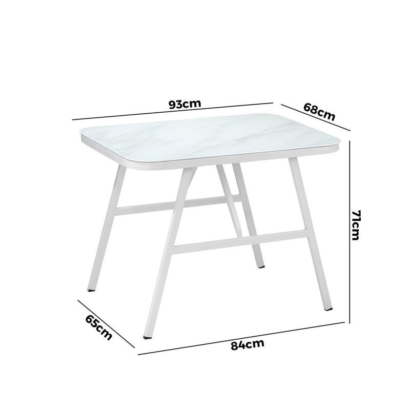 Livsip Outdoor Dining Table Patio Indoor White Marble-style