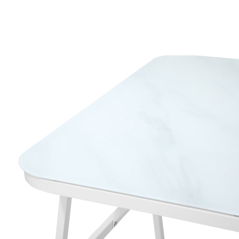 Livsip Outdoor Dining Table Patio Indoor White Marble-style