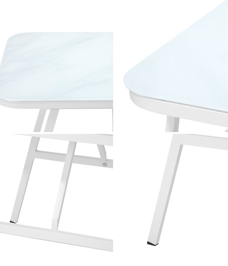 Livsip Outdoor Dining Table Patio Indoor White Marble-style