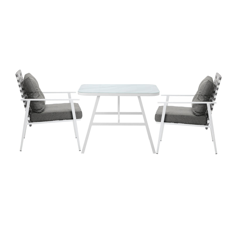 Livsip Outdoor Dining Set Rattan Chair Marble-style Table