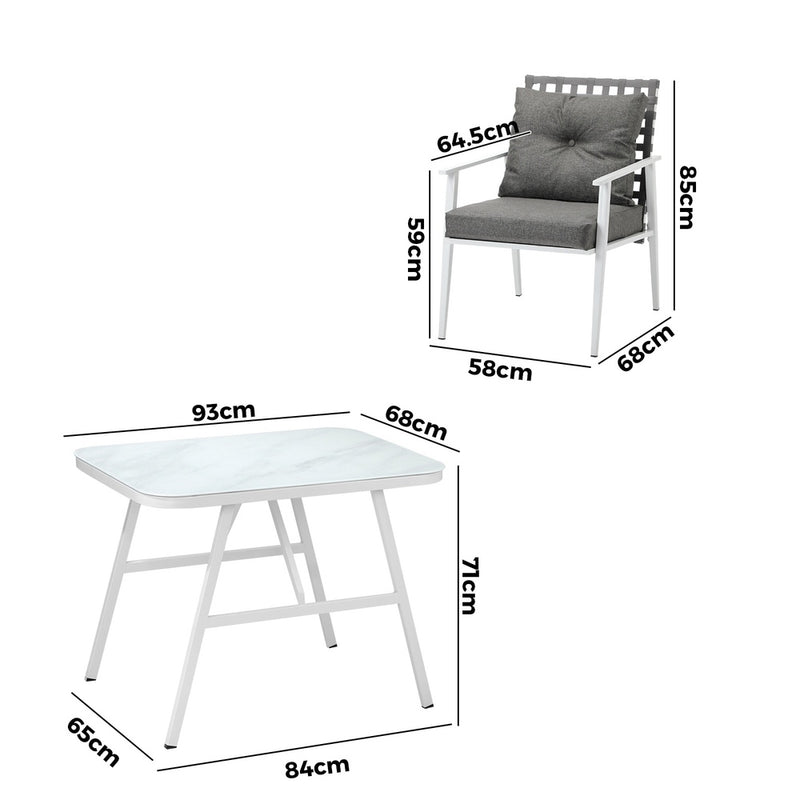 Livsip Outdoor Dining Set Rattan Chair Marble-style Table