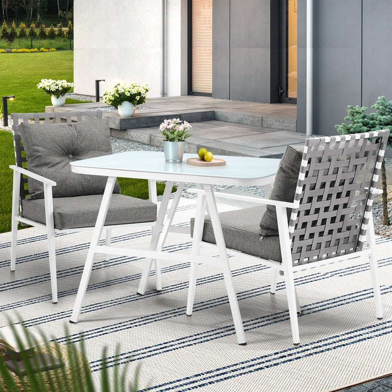 Livsip Outdoor Dining Set Rattan Chair Marble-style Table