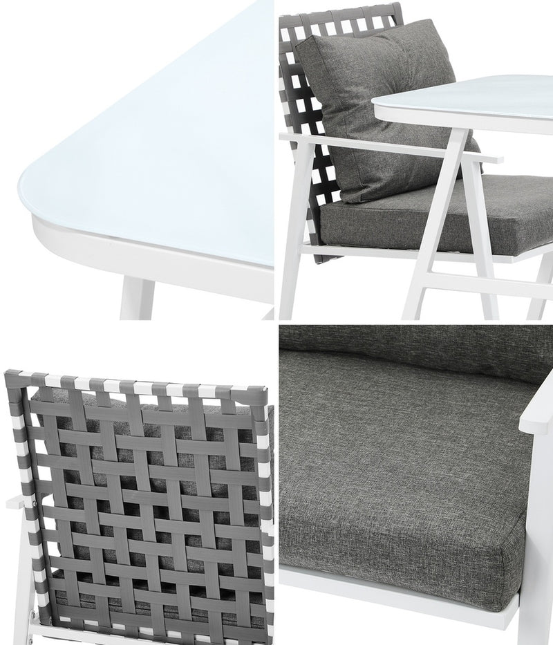 Livsip Outdoor Dining Set Rattan Chair Marble-style Table