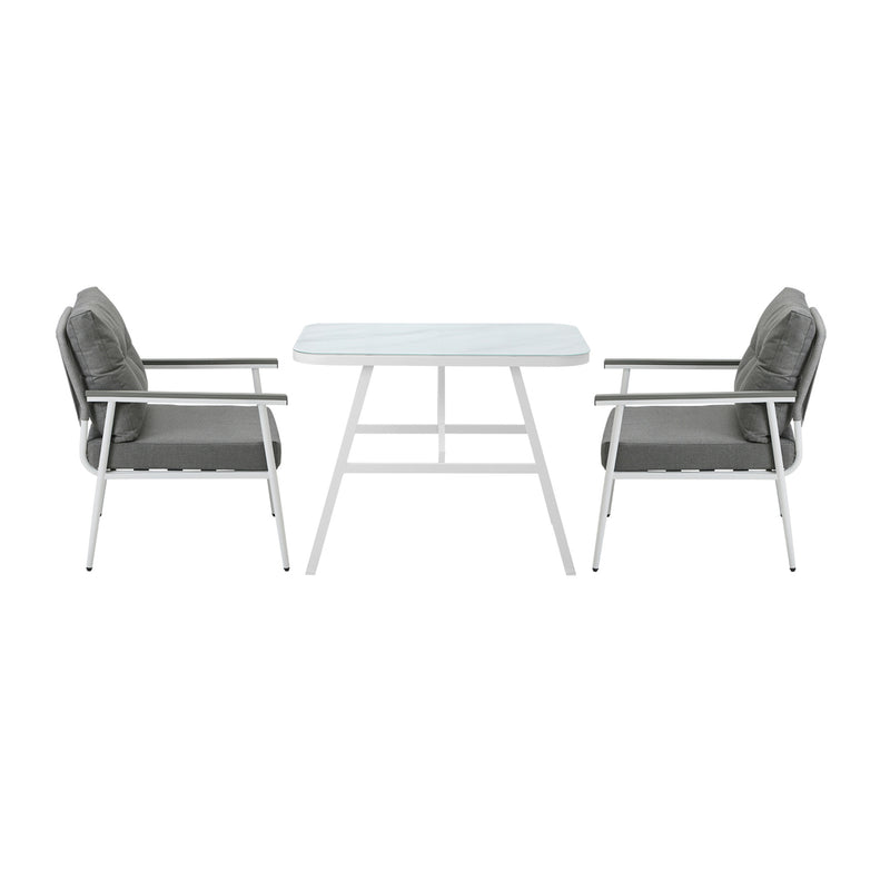 Livsip Outdoor Dining Set Marble-style Table 3 Piece