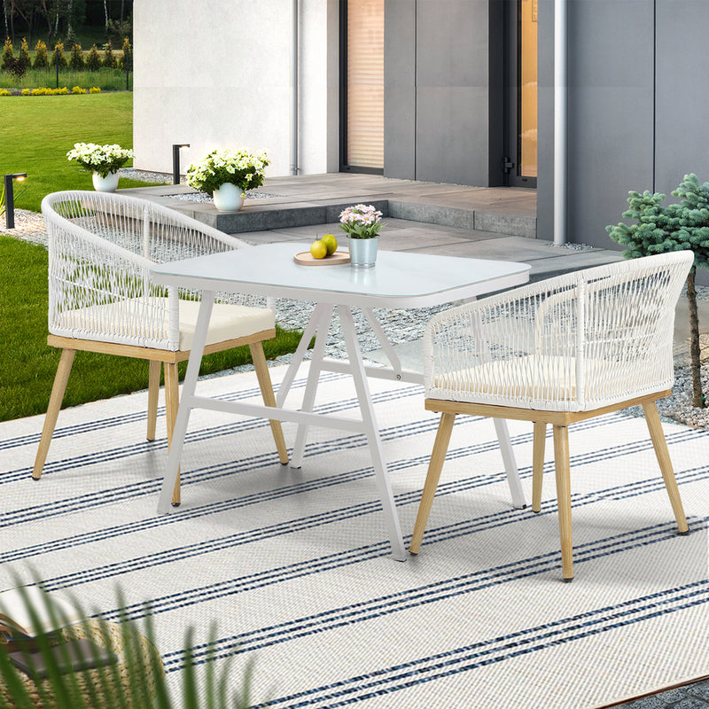 Livsip Outdoor Dining Set Patio Marble-style Table 3PCS