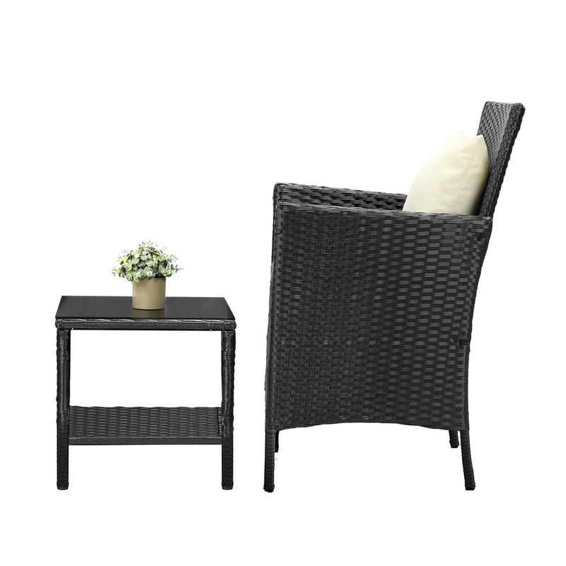 Livsip Outdoor Furniture 3 Piece Wicker Bistro Set Patio Chairs Table