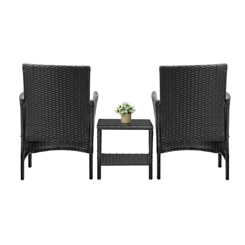 Livsip Outdoor Furniture 3 Piece Wicker Bistro Set Patio Chairs Table