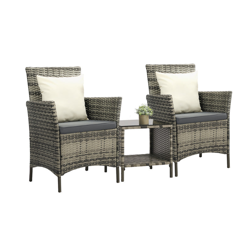 Livsip Outdoor Furniture Setting 3 Piece Wicker Bistro Set