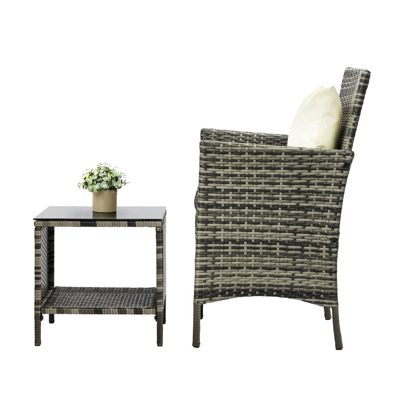 Livsip Outdoor Furniture Setting 3 Piece Wicker Bistro Set