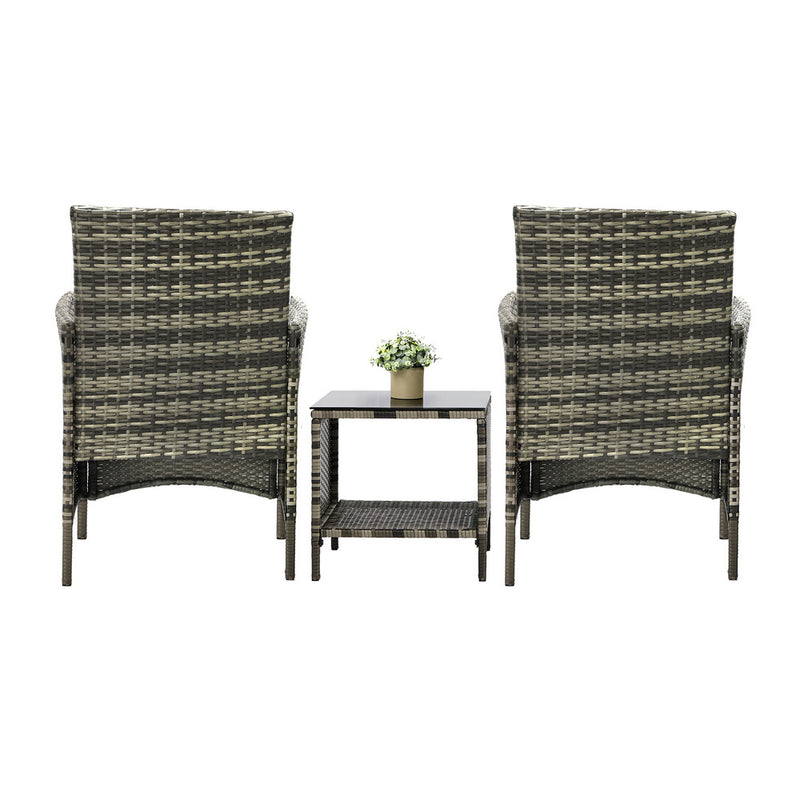 Livsip Outdoor Furniture Setting 3 Piece Wicker Bistro Set