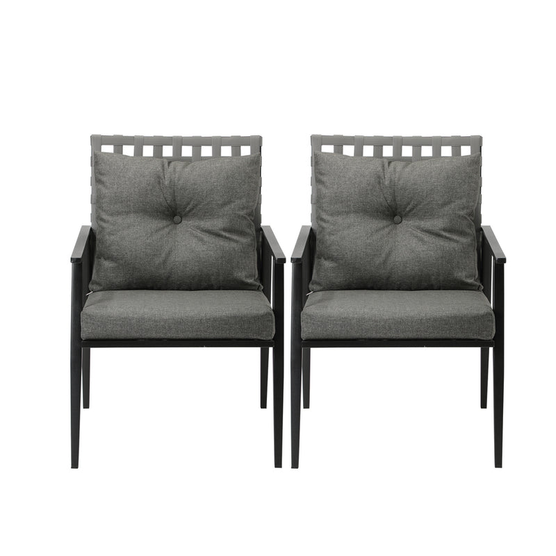 Livsip 2PCS Outdoor Armchairs Rattan Backrest Black