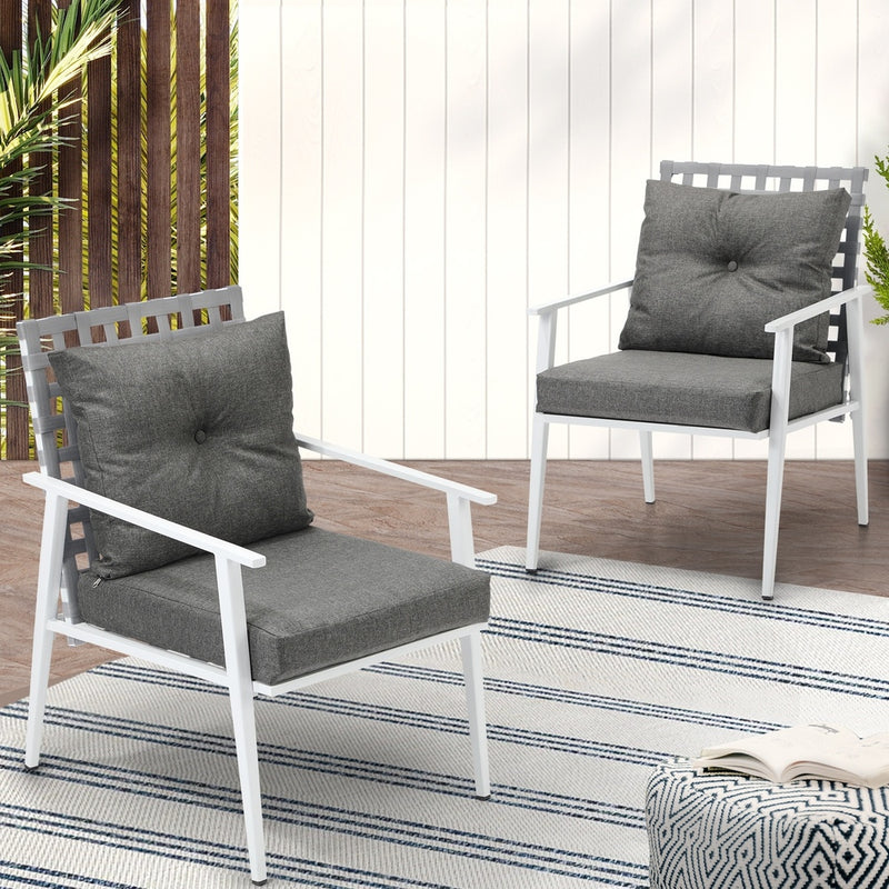 Livsip 2PCS Outdoor Armchairs Rattan Backrest White