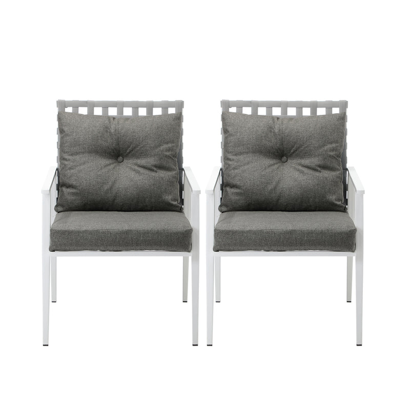 Livsip 2PCS Outdoor Armchairs Rattan Backrest White