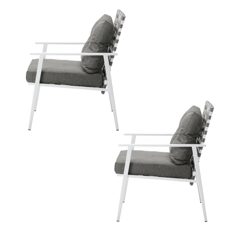 Livsip 2PCS Outdoor Armchairs Rattan Backrest White