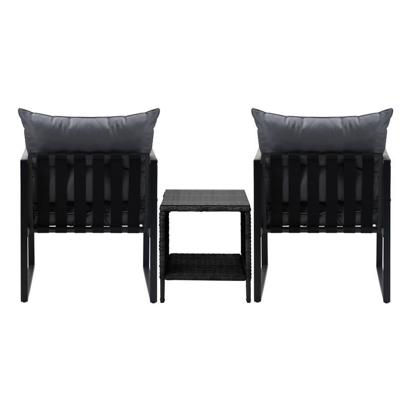 Livsip 3PCS Outdoor Patio Set Wicker Table Chairs with Cushions