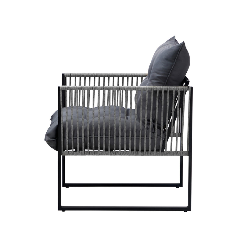Livsip 2PCS Outdoor Patio Chairs Garden Sofa Set PE Wicker Grey