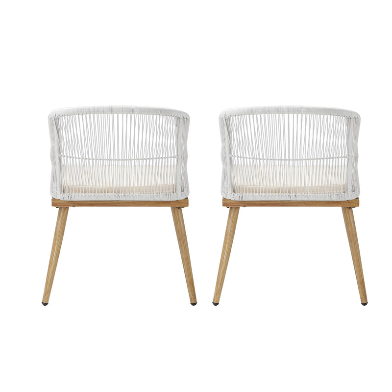 Livsip Outdoor Armchair X2 with Rope and Padded Seat Beige