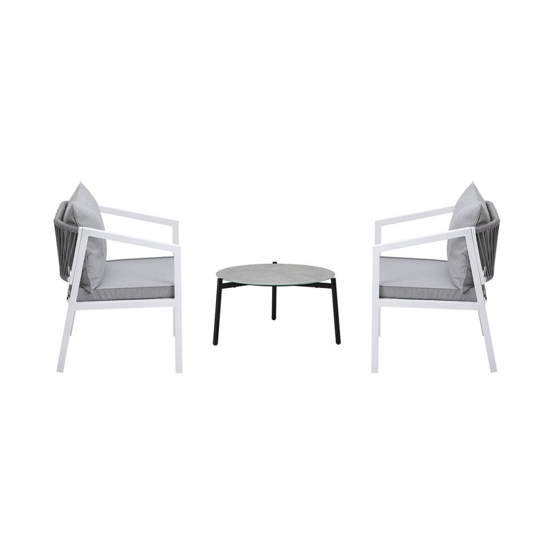 Livsip 3PCS Outdoor Patio Setting Grey 50cm Coffee Table
