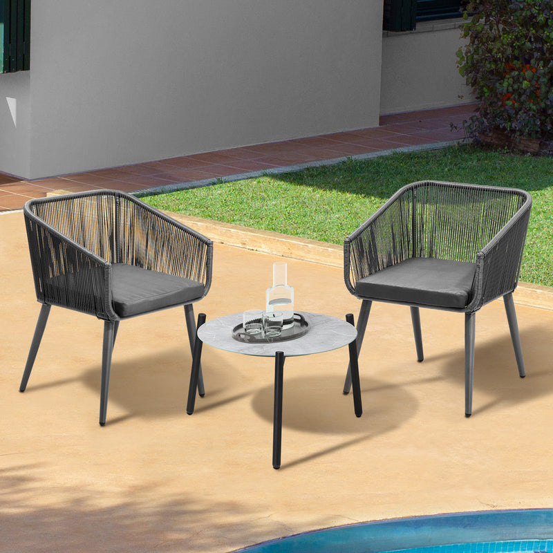 Livsip 3 Piece Outdoor Lounge Set Polyester rope detailing