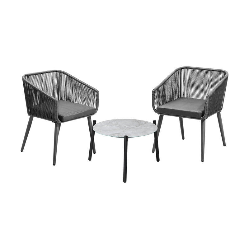 Livsip 3 Piece Outdoor Lounge Set Polyester rope detailing