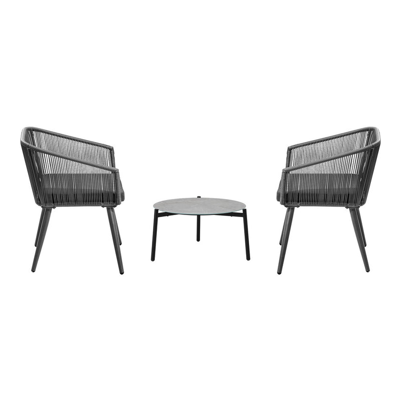 Livsip 3 Piece Outdoor Lounge Set Polyester rope detailing