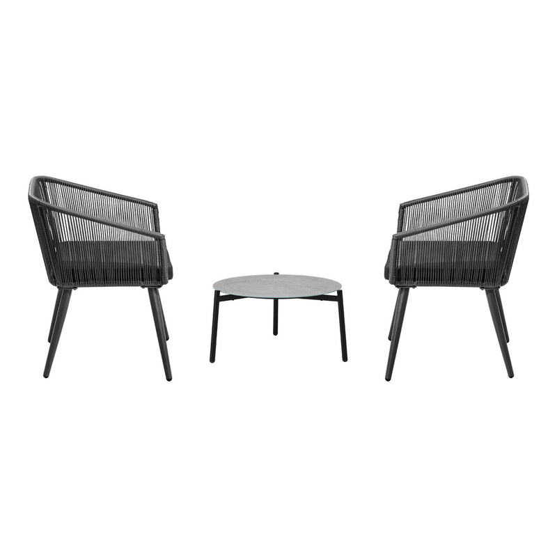 Livsip 3 Piece Outdoor Lounge Set Polyester rope detailing