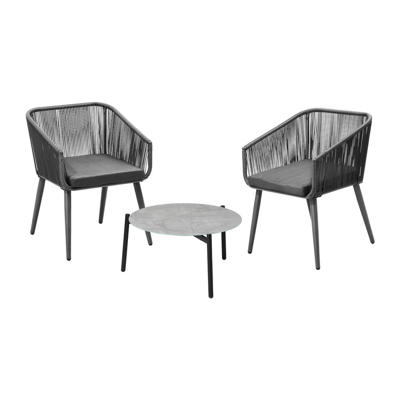 Livsip 3 Piece Outdoor Lounge Set Polyester rope detailing